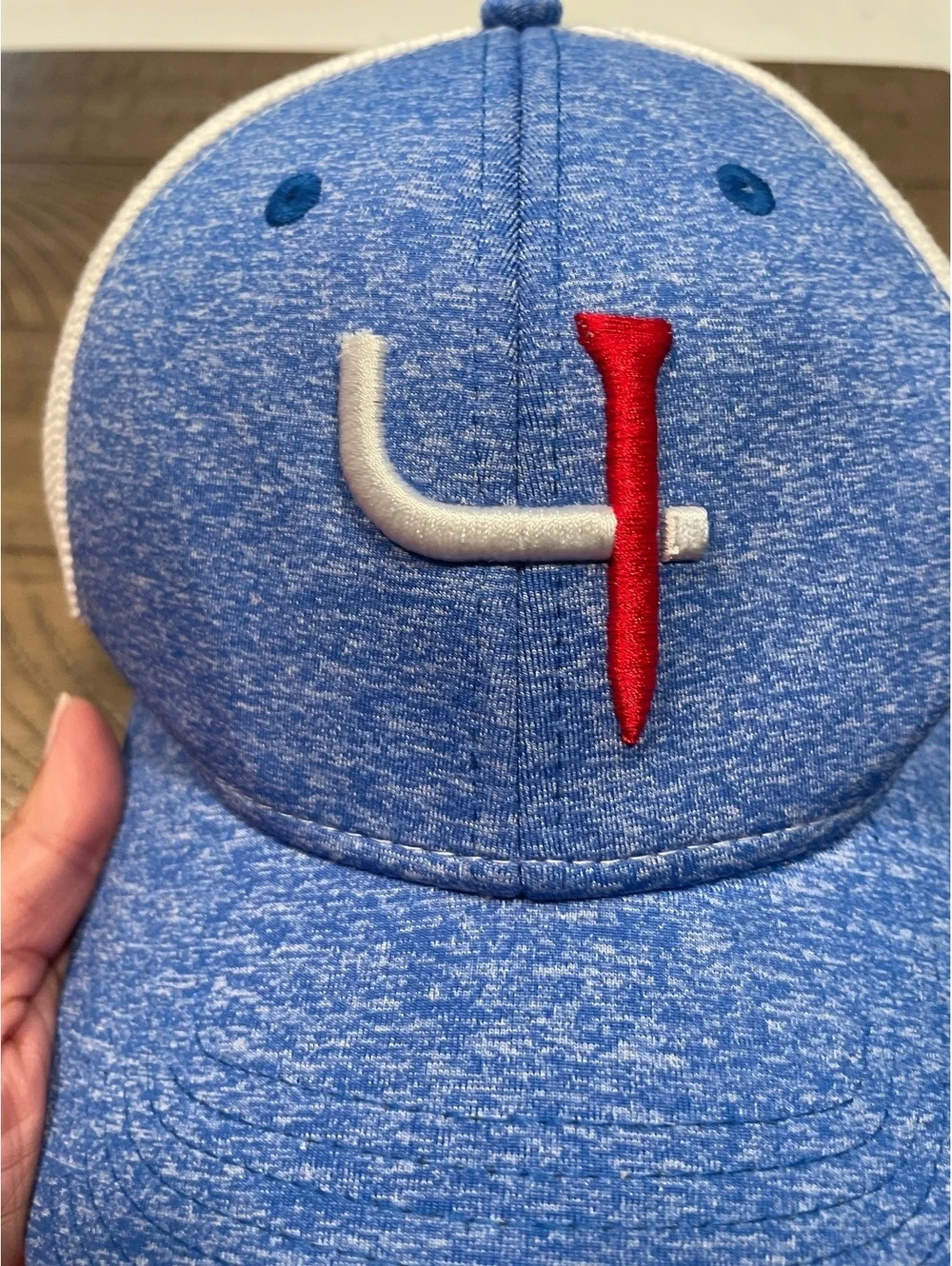 Ouray Sportswear Blue and White Adjustable Baseball Cap with Embroidered Logo